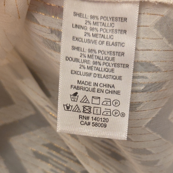MAETTE BLOUSE LONG BELL SLEEVE V-NECK WHITE/GOLD SHIMMER TUNIC MEDIUM - Picture 6 of 12